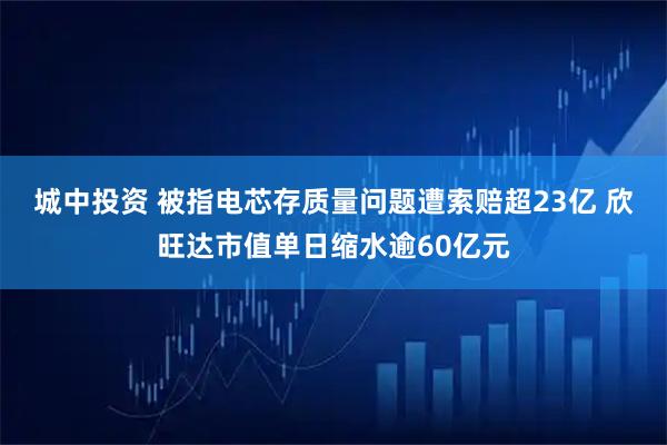 城中投资 被指电芯存质量问题遭索赔超23亿 欣旺达市值单日缩水逾60亿元